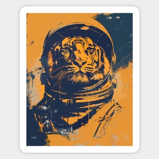 Vintage tiger astronaut portrait Sticker